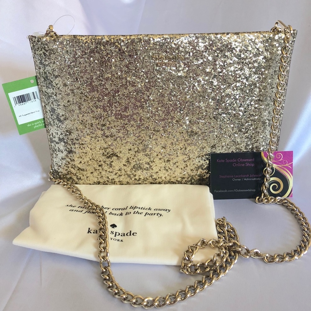 NWT Kate Spade Wedding Belles Glitterbug Sima Gold Glitter PXRU8184